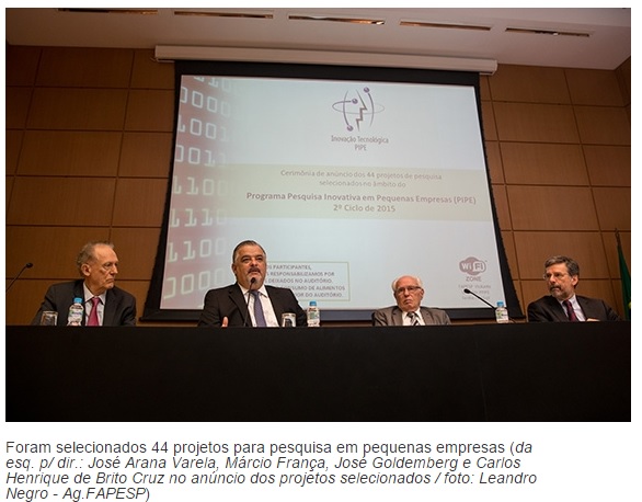 Cerimônia FAPESP anúncios projetos PIPEs Aprovados